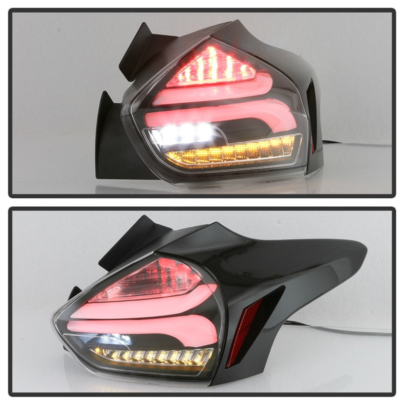 Spyder 15-17 Ford Focus Hatchback LED Tail Lights w/Indicator/Reverse - Black (ALT-YD-FF155D-LED-BK)