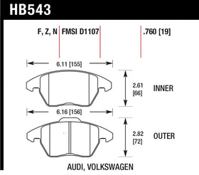 Hawk Audi A3 Quattro / VW EOS / Golf / Jetta / Passat / Rabbit HPS Front Brake Pads - 0