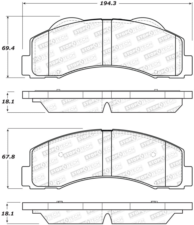 StopTech Performance 10-14 Ford F-150 Front Brake Pads - 0