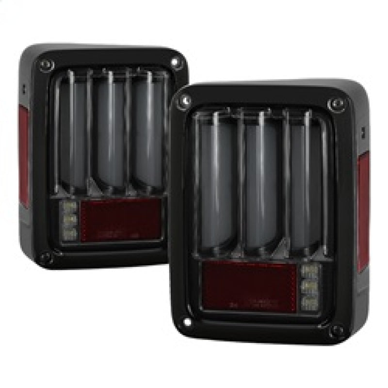 Spyder 07-16 Jeep Wrangler Verison 2 Light Bar LED Tail Lights - Smoke (ALT-YD-JWA07V2-LBLED-BSM) - 0