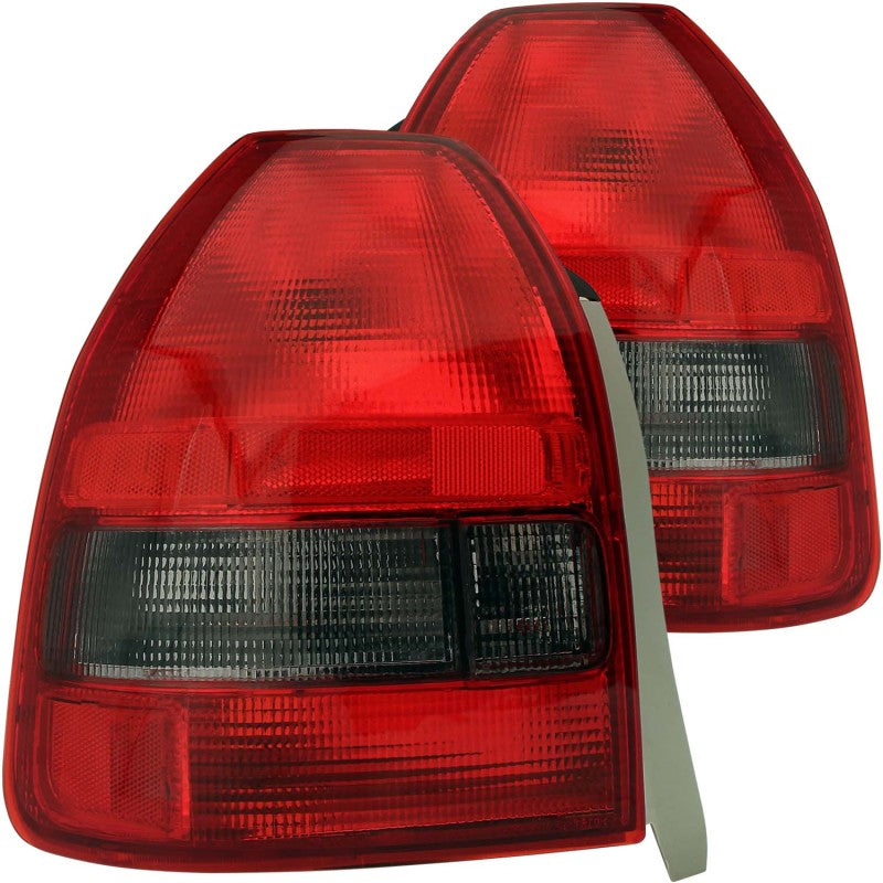 ANZO 1996-2000 Honda Civic Taillights Red/Smoke - 0