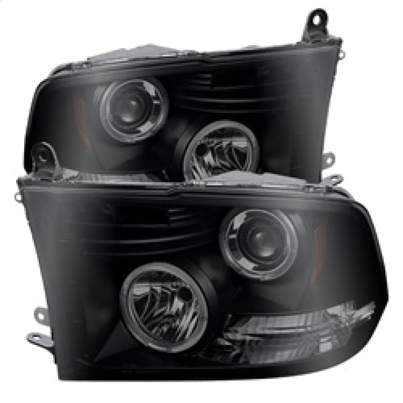 Spyder Dodge Ram 1500 09-14 Projector Headlights Halogen- LED Halo LED - Blk Smke PRO-YD-DR09-HL-BSM - 0