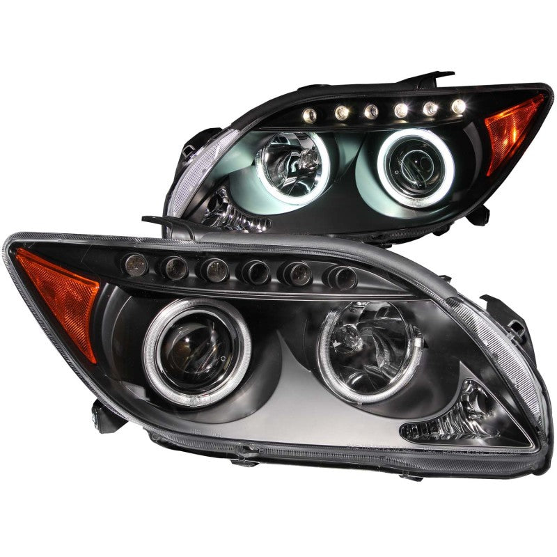 ANZO 2005-2010 Scion Tc Projector Headlights w/ Halo Black (CCFL) - 0