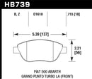 Hawk 2013 Fiat 500 Abarth Front HPS 5.0 Street Brake Pads-4