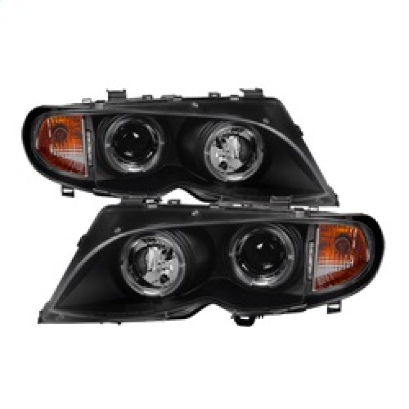 Spyder BMW E46 3-Series 02-05 4DR Projector Headlights 1PC LED Halo Blk PRO-YD-BMWE4602-4D-AM-BK - 0