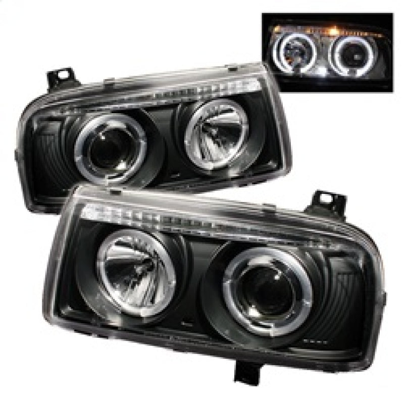 Spyder Volkswagen Jetta III 93-98 Projector Headlights LED Halo Blk High H1 Low H1 PRO-YD-VJ93-HL-BK - 0