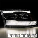 AlphaRex 09-18 Ram 1500HD LUXX Proj Headlight Plnk Style Jet Blk w/Activ Light/Seq Signal/Smoked DRL-6