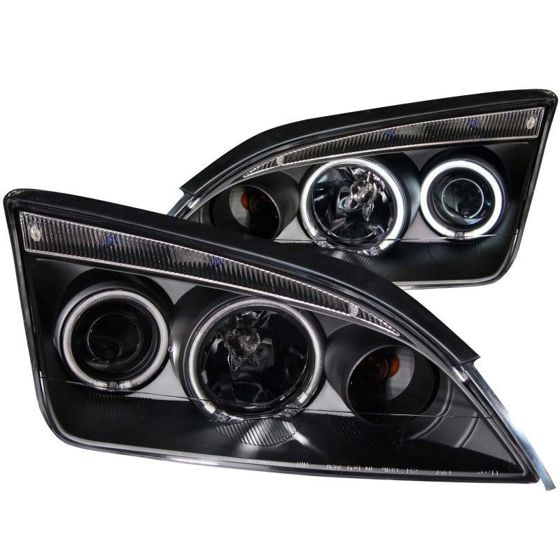 ANZO 2005-2007 Ford Focus Projector Headlights w/ Halo Black - 0