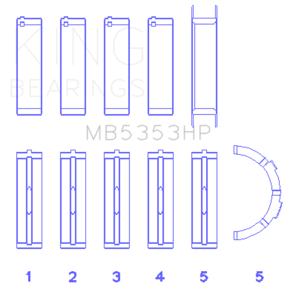 King Engine Bearings Ford 281 4.6L SOHC 16V Performance Main Bearing Set - Size STD