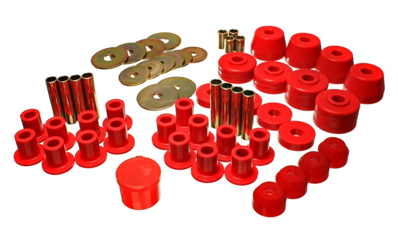 Energy Suspension 72-85 Dodge/Plymouth 1/2 & 3/4 Ton S/C Pickup Red Hyper-Flex Master Bushing Set - 0