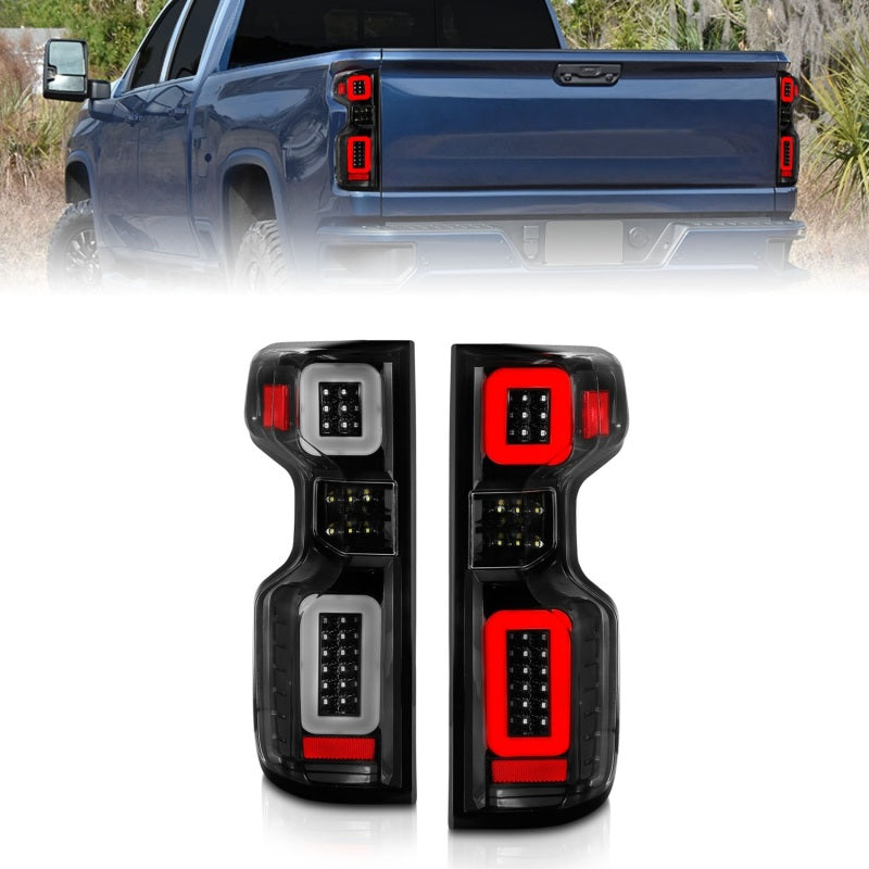 Anzo 19-21 Chevy Silverado Full LED Tailights Black Housing Clear Lens G2 (w/C Light Bars) - 0