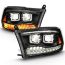 ANZO 2009-2018 Dodge Ram 1500 Led Projector Plank Style Switchback H.L Halo Black Amber (OE Style)-16