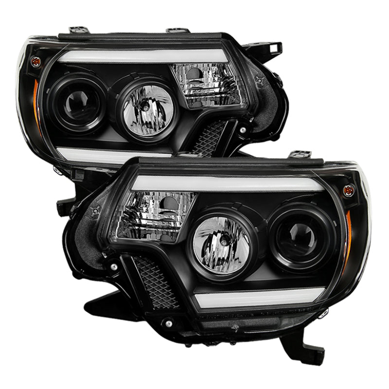 Spyder Toyota Tacoma 12-15 Projector Headlights Light Bar DRL Black PRO-YD-TT12-LBDRL-BK - 0