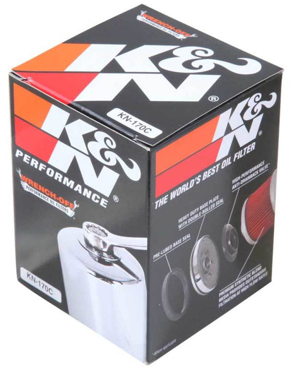 K&N Harley-Davidson 3in OD x 4.063in H Chrome Oil Filter