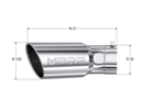 MBRP Universal Tip 6in OD 5in Inlet 15.5in Length 30 Deg Bend Angled Rolled End T304-3
