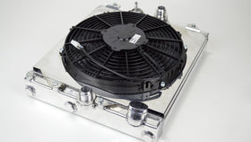 CSF Universal Half Radiator w/-16AN & Slip-On Fittings/12in SPAL Fan & Shroud - 0