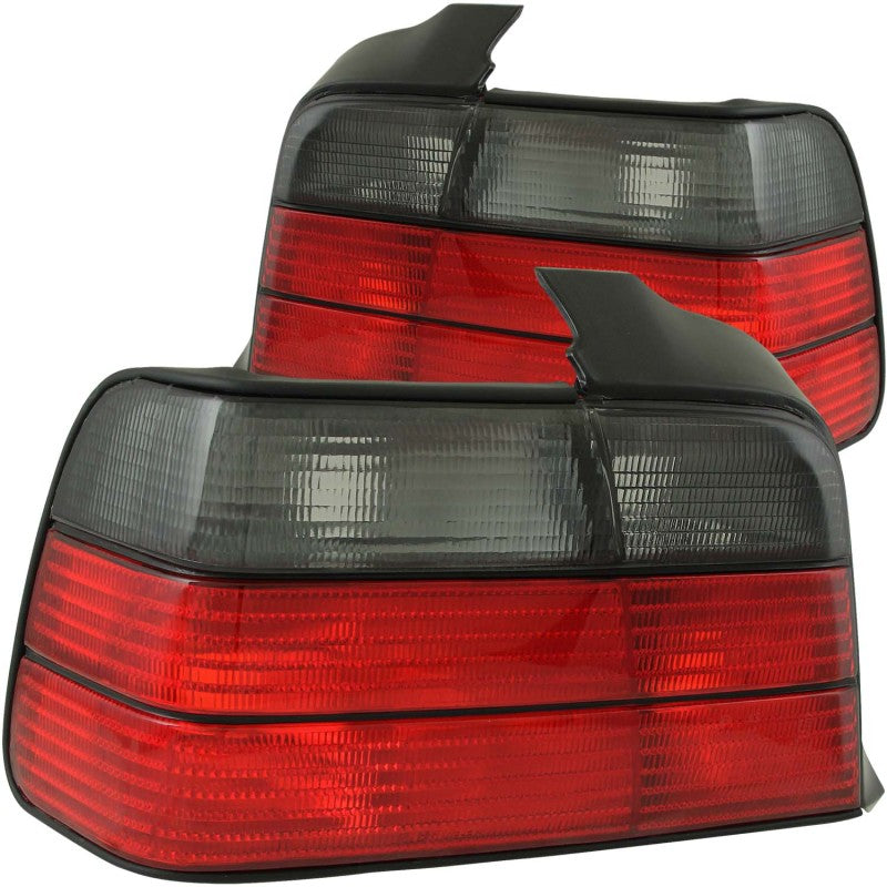 ANZO 1992-1998 BMW 3 Series E36 Sedan Taillights Red/Smoke - 0