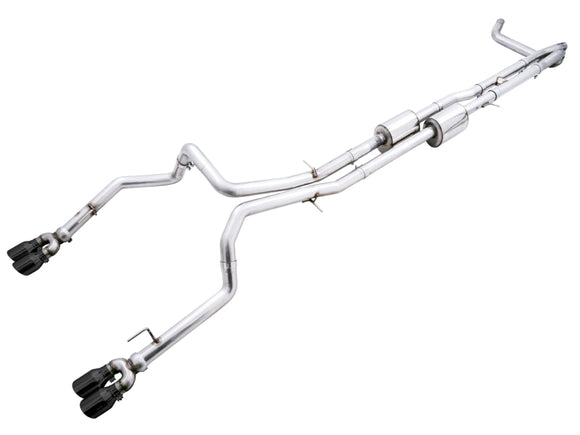 AWE Tuning 4th Gen GM 1500 6.2L 0FG Cat-Back Split Rear Exit (w/ Bumper Cutouts) - Quad Diamond Tips
