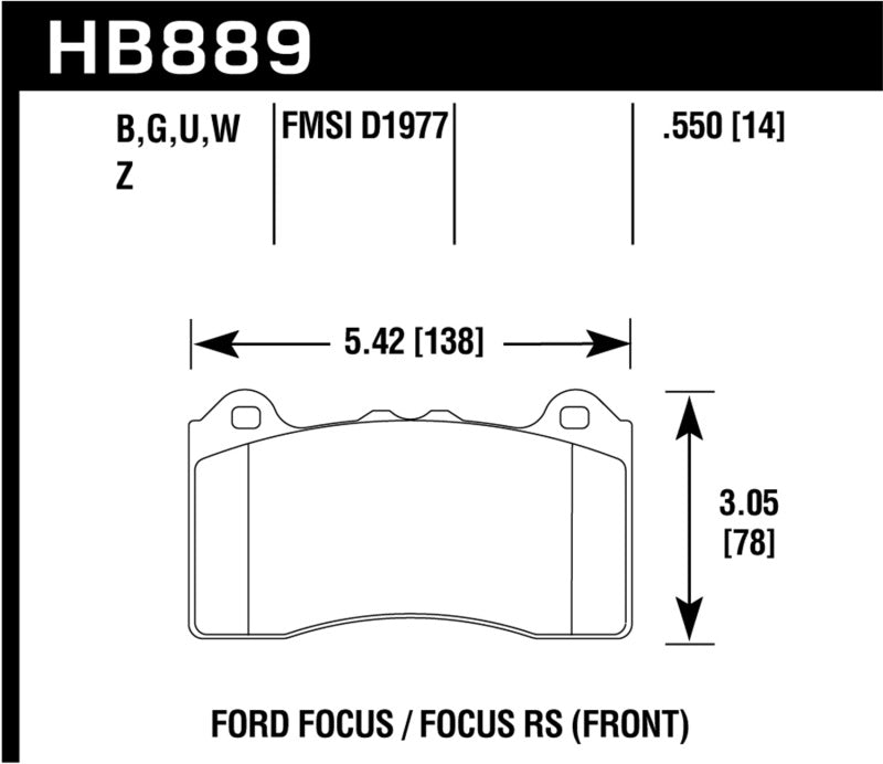 Hawk 2017 Ford Focus HPS 5.0 Front Brake Pads - 0