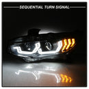 Spyder 16-18 Honda Civic 4Dr w/LED Seq Turn Sig Lights Proj Headlight - Black - PRO-YD-HC16-SEQ-BK-11