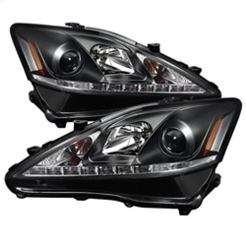 Spyder Lexus IS 250/350 2006-2010 Projector Headlights DRL Black PRO-YD-LIS06-DRL-BK - 0