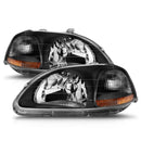 ANZO 1996-1998 Honda Civic Crystal Headlights Black-12