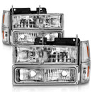 ANZO 88-98 Chevrolet C1500 Crystal Headlights Chrome w/ Signal and Side Marker Lights-11