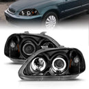 ANZO 1996-1998 Honda Civic Projector Headlights w/ Halo Black-4