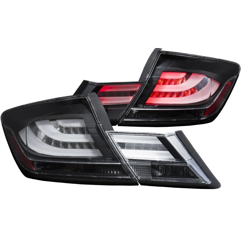 ANZO 2013-2015 Honda Civic LED Taillights Black - 0