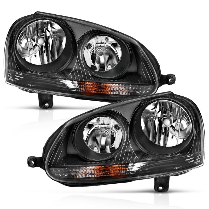 ANZO 2006-2009 Volkswagen Us Rabbit Crystal Headlight Black (Halogen Only) - 0