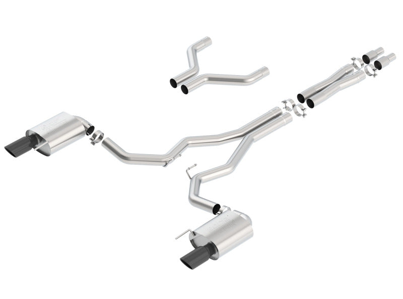 Borla Atak Cat-Back 15-17 Ford Mustang GT 5.0L V8 MT/AT 3in pipe 4in Black Chrome Tips - 0