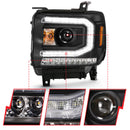ANZO 2016-2019 GMC Sierra 1500 Projector Headlight Plank Style Black w/ Sequential Amber Signal-8