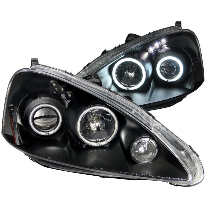 ANZO 2005-2006 Acura Rsx Projector Headlights w/ Halo Black - 0