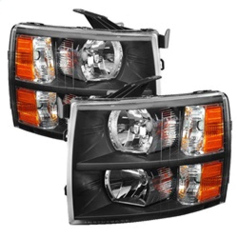 Xtune Chevy Silverado 07-13 Crystal Headlights Black HD-JH-CS07-AM-BK - 0