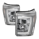 Spyder 11-16 Ford F-250/F-350 V2 Projector Headlights - Light Bar DRL - Chrome PRO-YD-FS11V2-LB-C-2